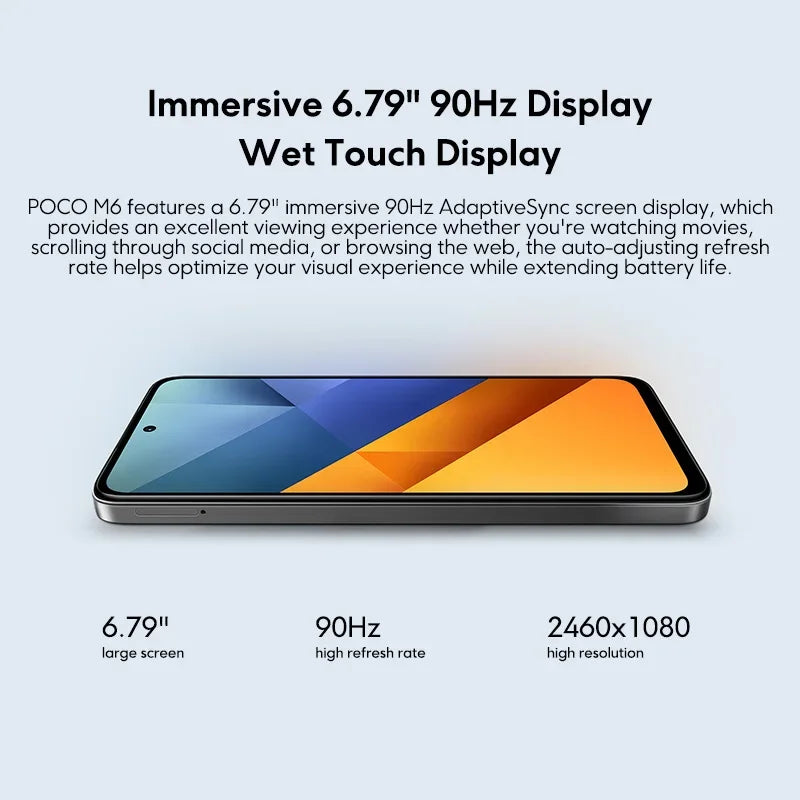 Global Version POCO M6 4G Cellphone 108MP Pro Grade Camera Helio G91 Ultra 6.79" 90Hz display 5030mAh Battery 33W fast charging