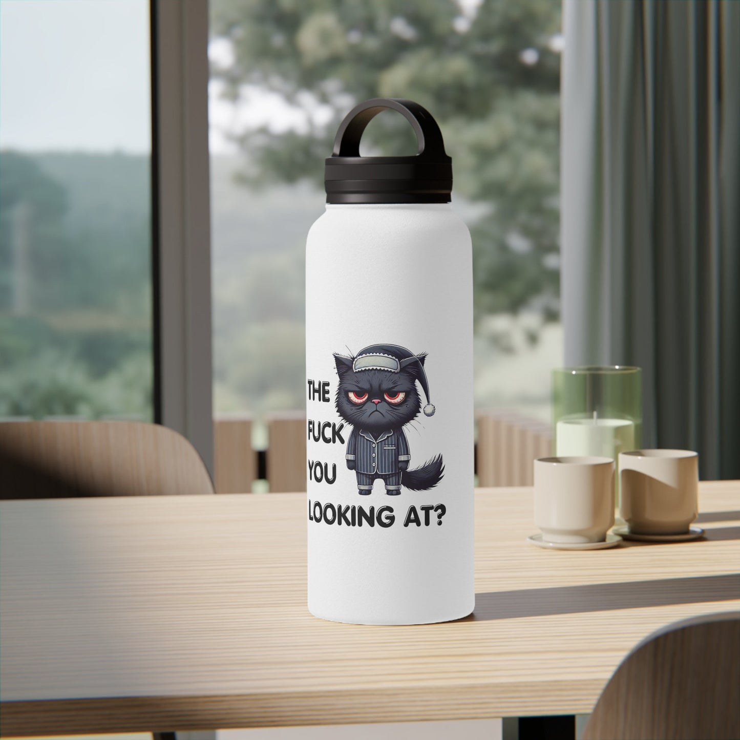 Stainless Steel Water Bottle, Handle Lid